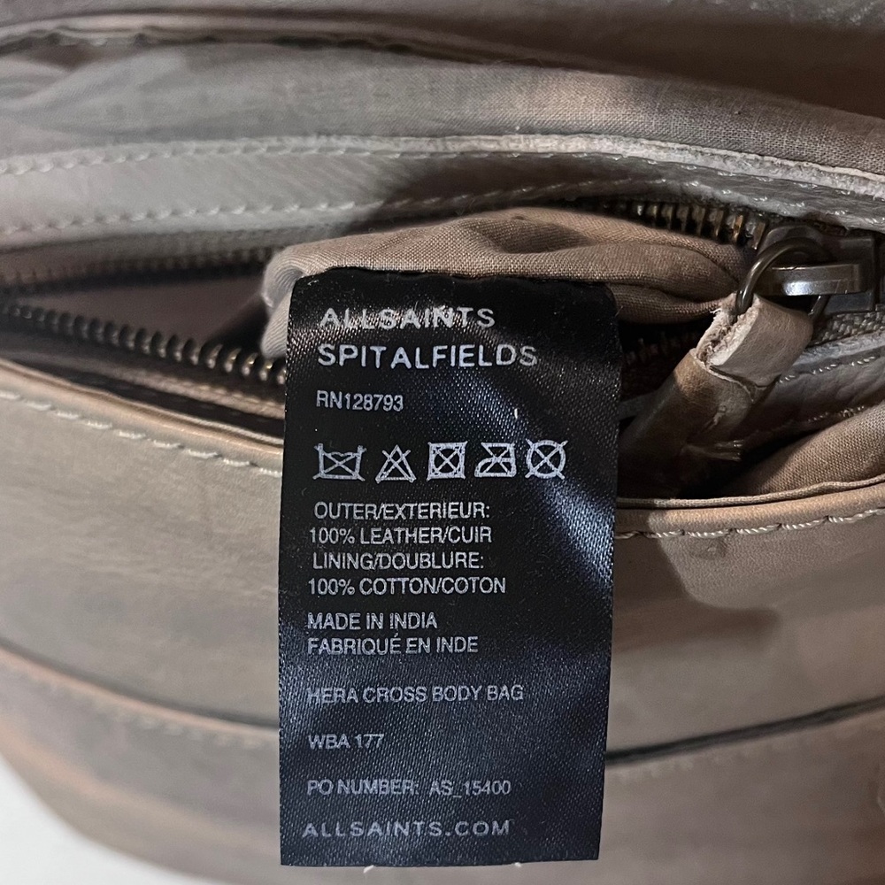 All Saints Spitalfields Leather Crossbody beige Tan purse magnetic jacks place - Picture 7 of 8